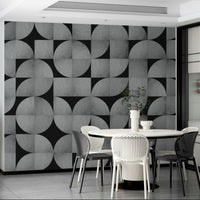 Concrete mosaic mural with mid-century design.

