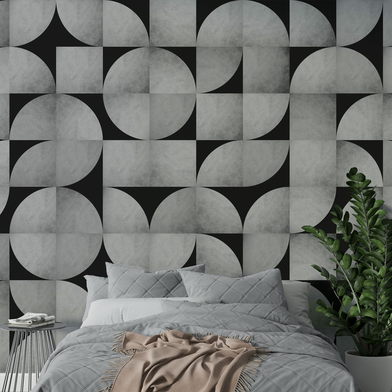 Mid-century concrete mosaic wall mural design.

