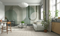 Bold Forest Green Mid Century Wall Mural for Homes

