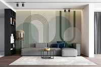Elegant Forest Green Mural in Mid Century Style

