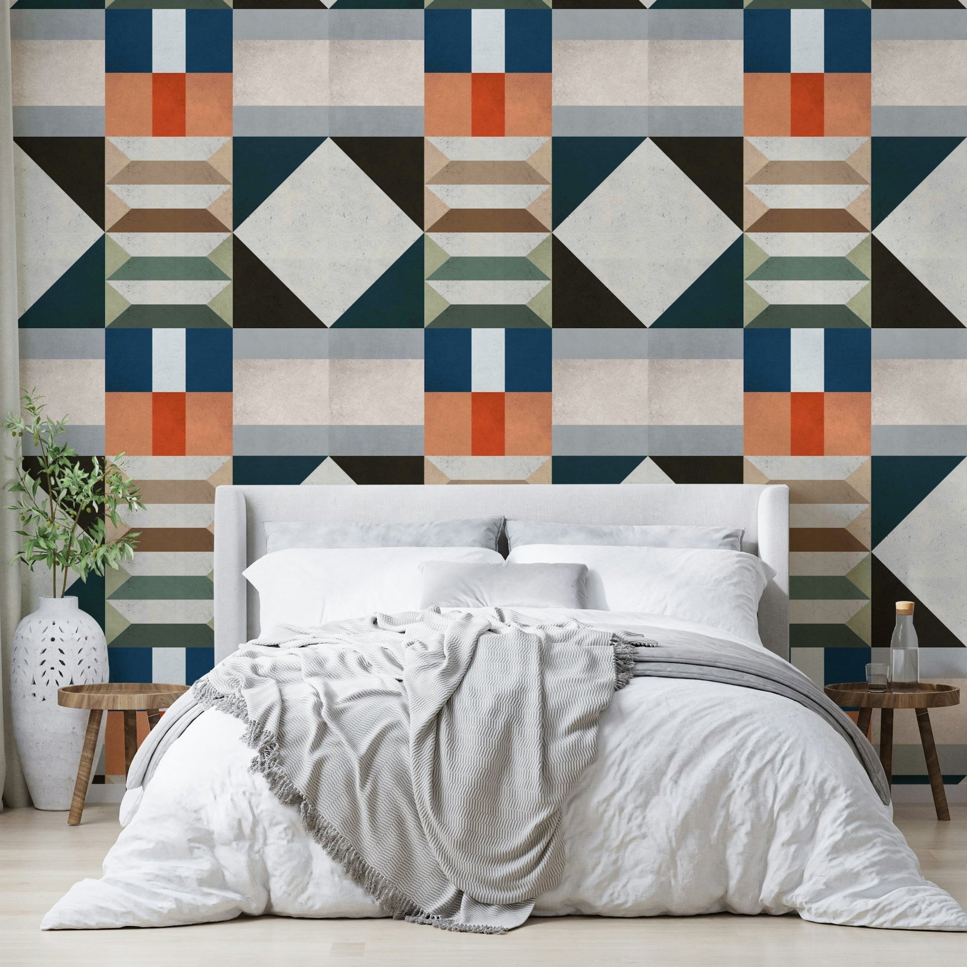 Earthy green Mid Century wallpaper for stylish rooms

