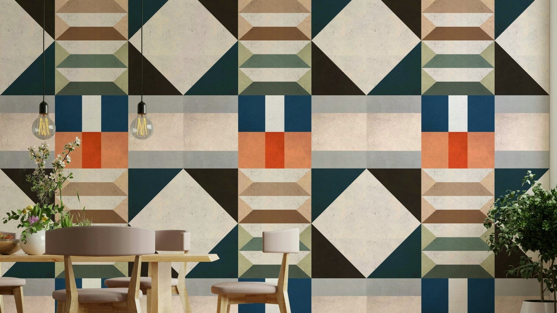 Elegant green Mid Century wallpaper for contemporary spaces

