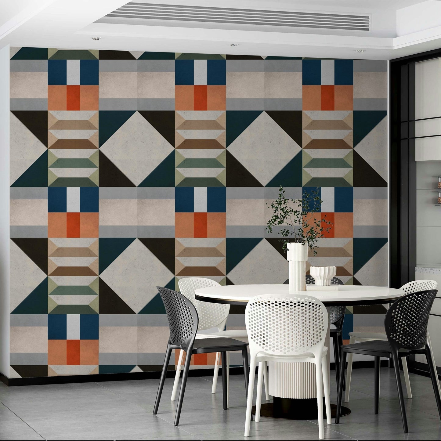 Rich green Mid Century wallpaper for modern living rooms

