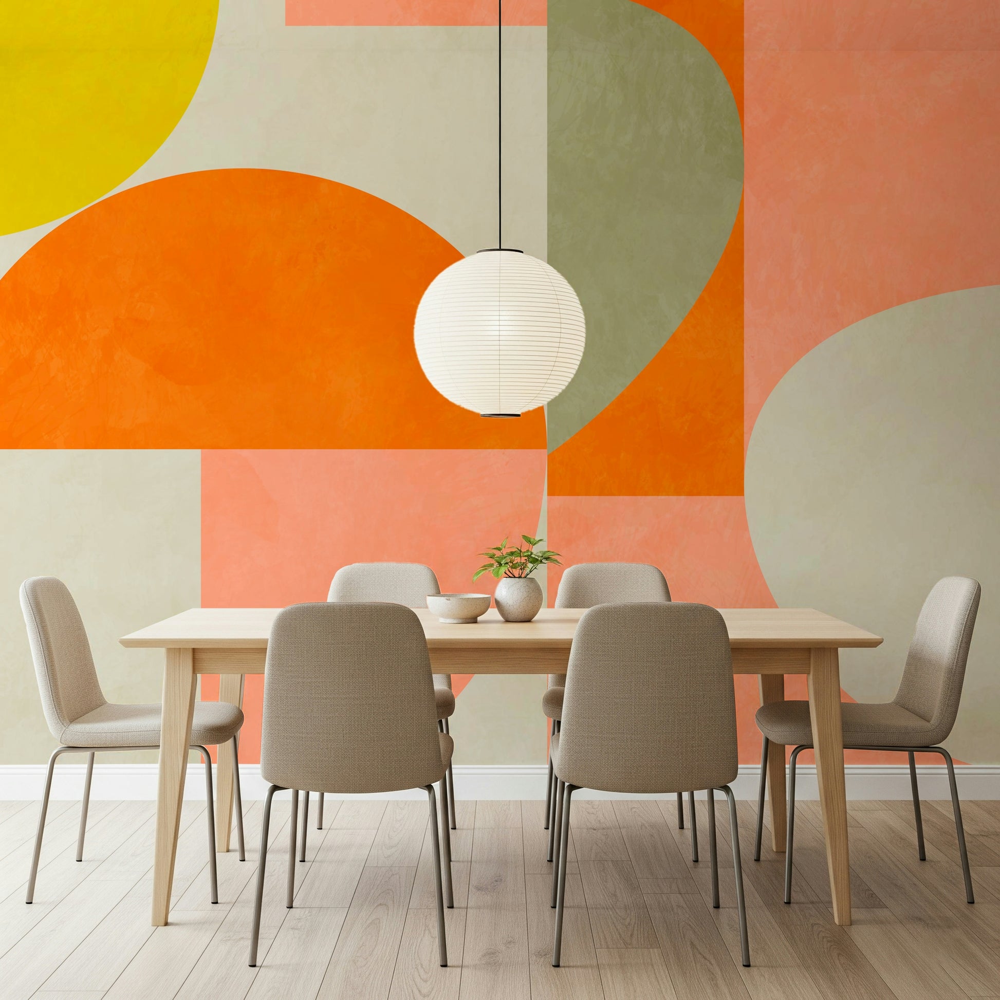A serene abstract shape wall mural for your decor.

