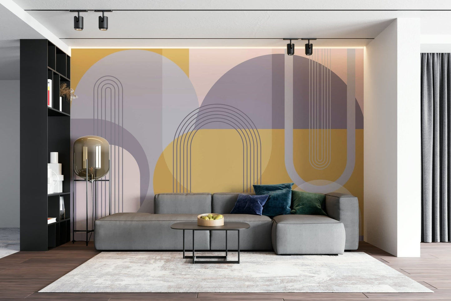 Sleek and stylish mid-century modern abstract wall mural


