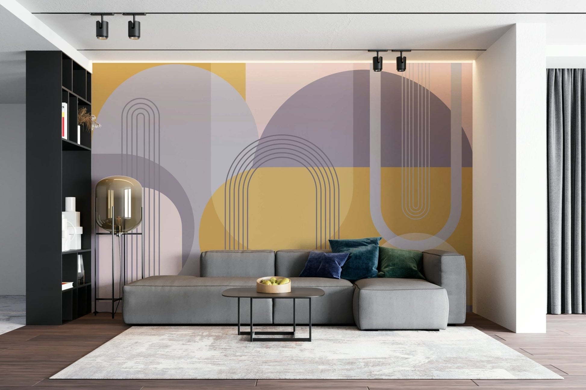Sleek and stylish mid-century modern abstract wall mural

