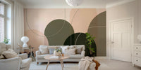 Statement wall with mid-century modern mural art

