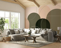 Colorful geometric mural with modern vintage feel

