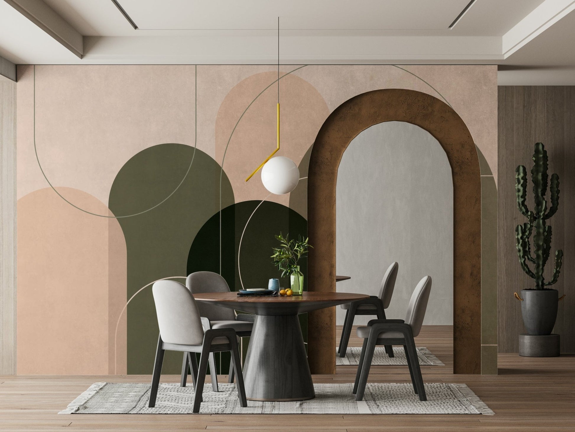 Vintage modern wall mural with organic patterns

