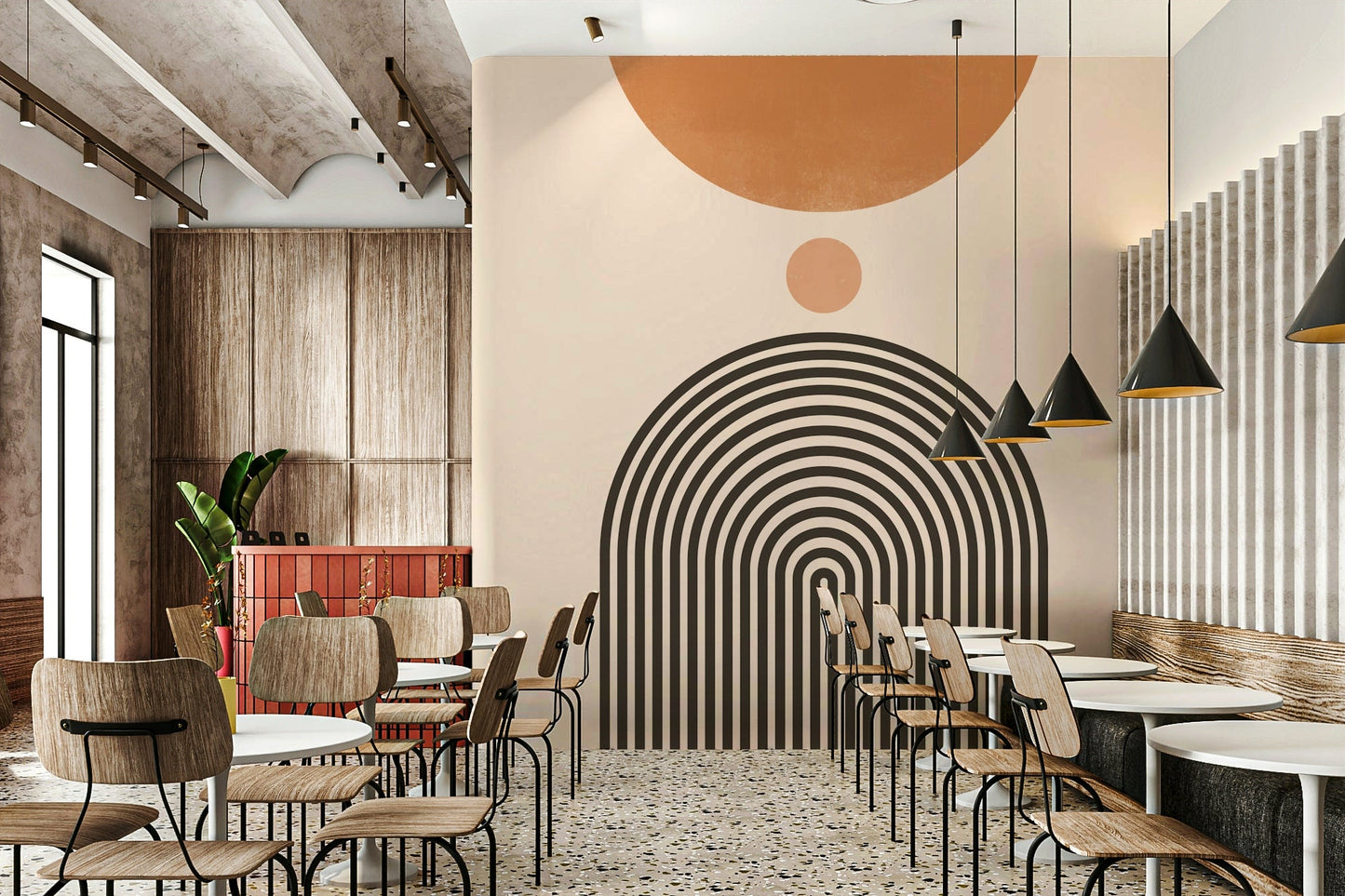 Mid-Century Modern Arch Wall Mural