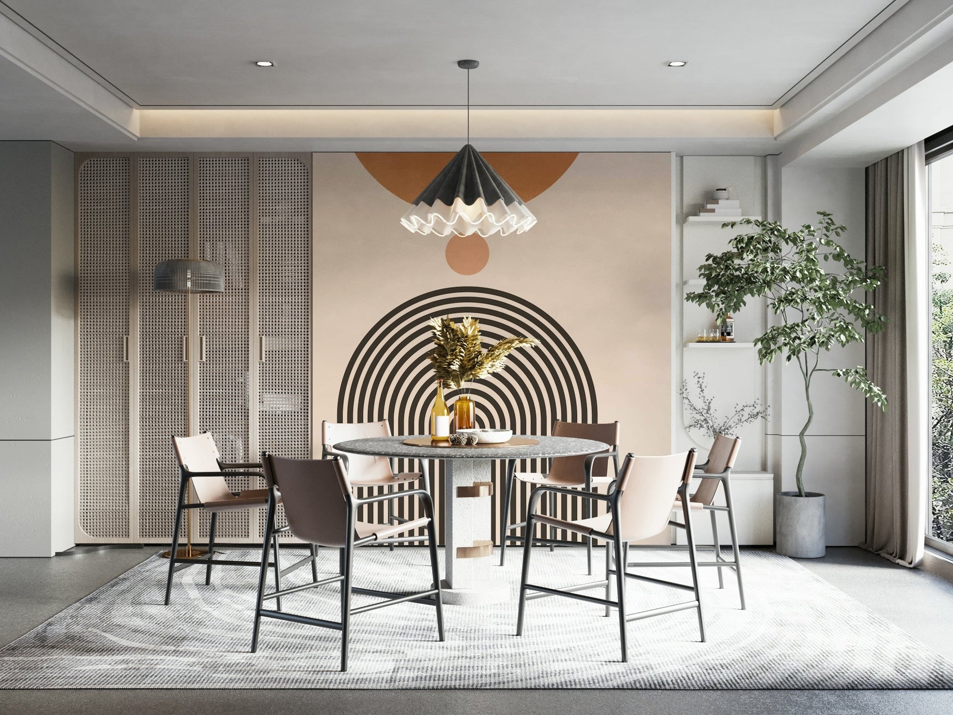Mid-Century Modern Arch Wall Mural