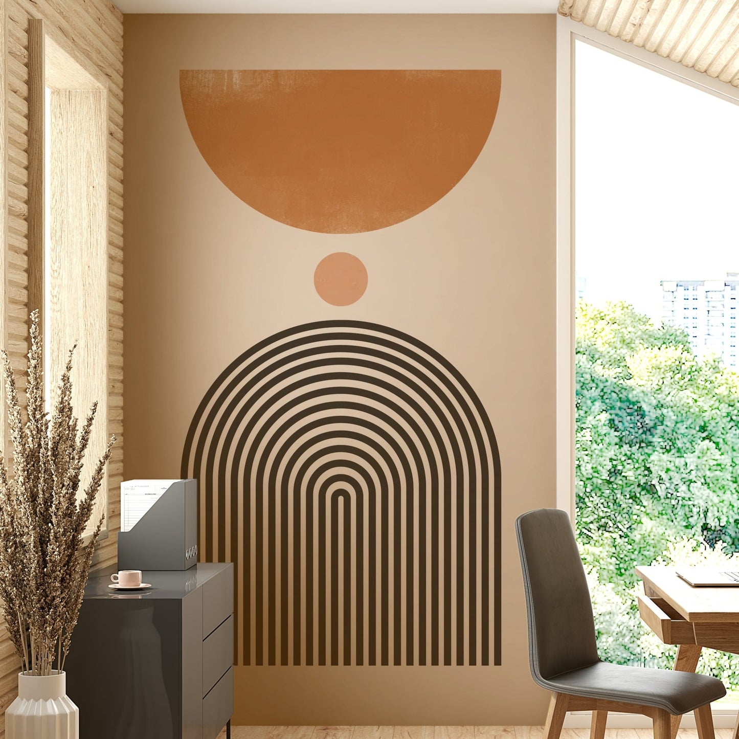Mid-Century Modern Arch Wall Mural