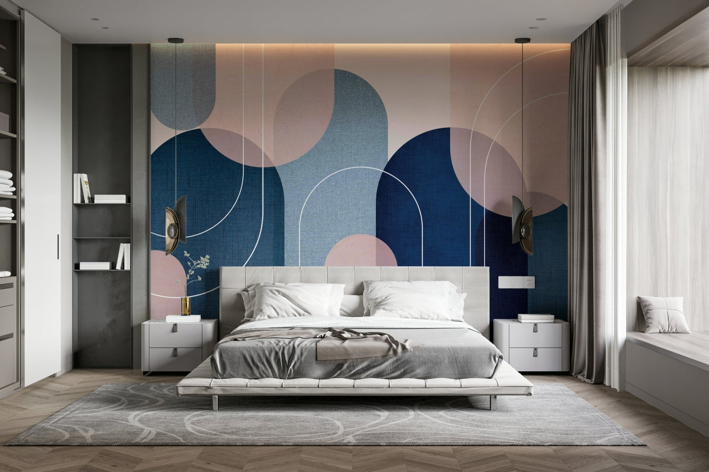 Elegant Mid-Century Modern arches mural for living spaces., GD1670