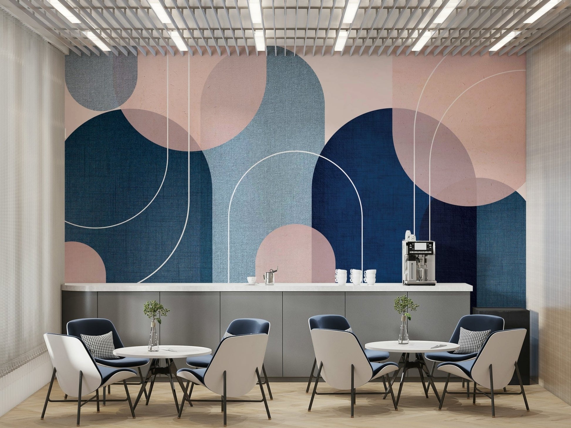 Bold arches Mid-Century Modern wall mural for home decor., GD1670
