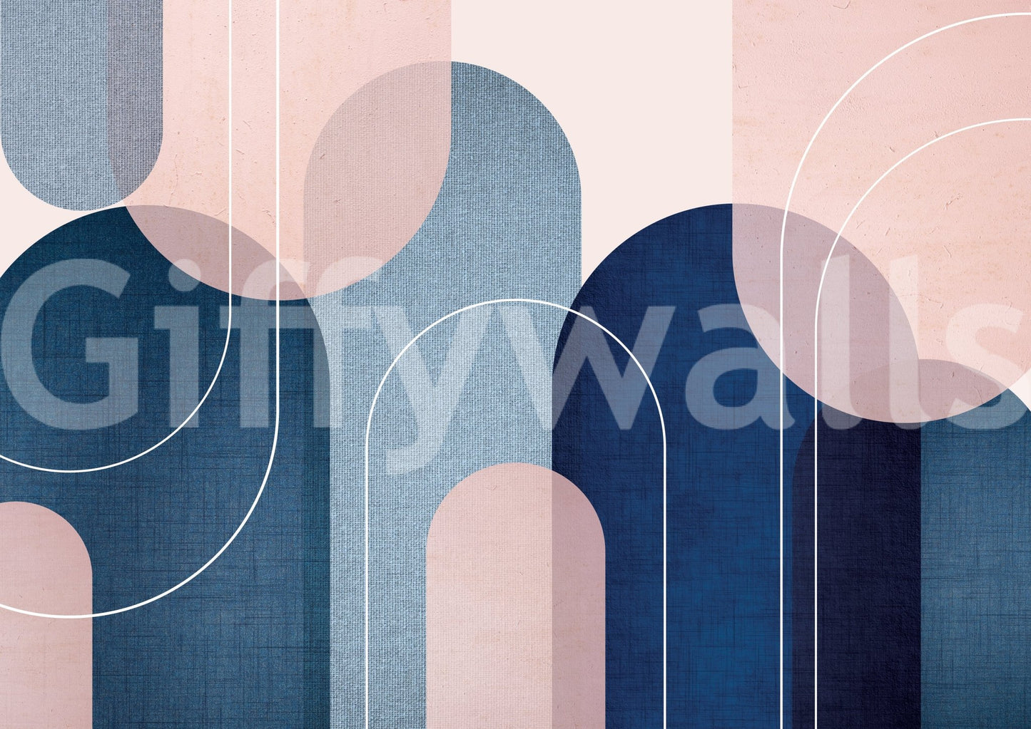 Artistic Mid-Century Modern arches mural for stylish walls., GD1670