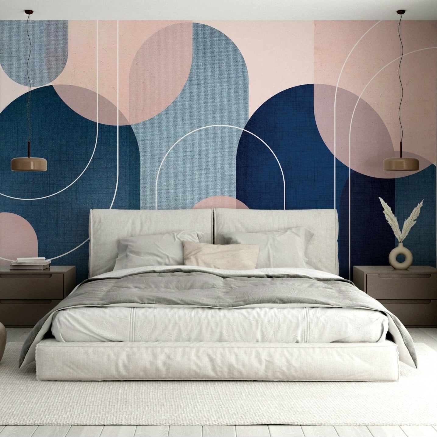 Contemporary arches wall mural in Mid-Century Modern style., GD1670