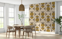 Mid-Century Modern Arcs Wallpaper showcases an antique, retro geometric pattern.