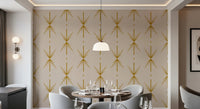 Retro mustard wallpaper with Atomic Starburst motif on a textured light ground, GD8708