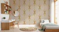 Minimal retro wallpaper with Mid Century Modern burst shapes and warm contrast, GD8708