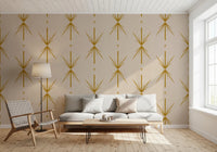 Hallway featuring Mid Century Modern wallpaper with sharp mustard burst lines, GD8708