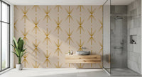 Mid Century Modern Atomic Starburst Cross Mustard Wallpaper with fine linework, GD8708