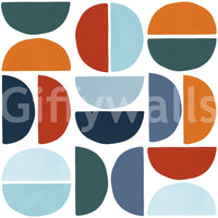 The wallpaper is well-lit, showing off the clean lines of the pattern.