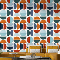 The wallpaper serves as a bold yet stylish backdrop.

