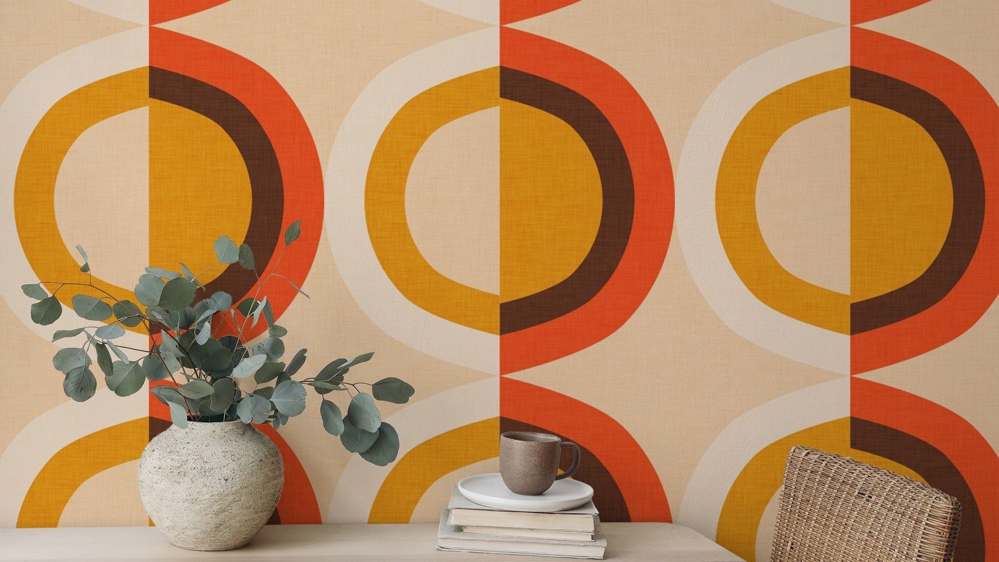 Abstract mid century modern dots wall mural, SUSCT71