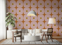 Mid Century Modern Geometric Squares with Dots wallpaper with retro curved blocks