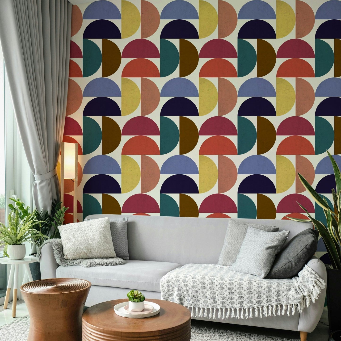 Colorful half circle mosaic pattern


