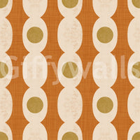 Orange and beige Mid-Century Modern Motif Wallpaper⁠