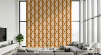 Bold orange Mid-Century Modern Motif Wallpaper⁠ pattern