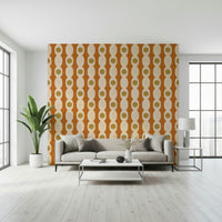 Mustard circle Mid-Century Modern Motif Wallpaper⁠ art