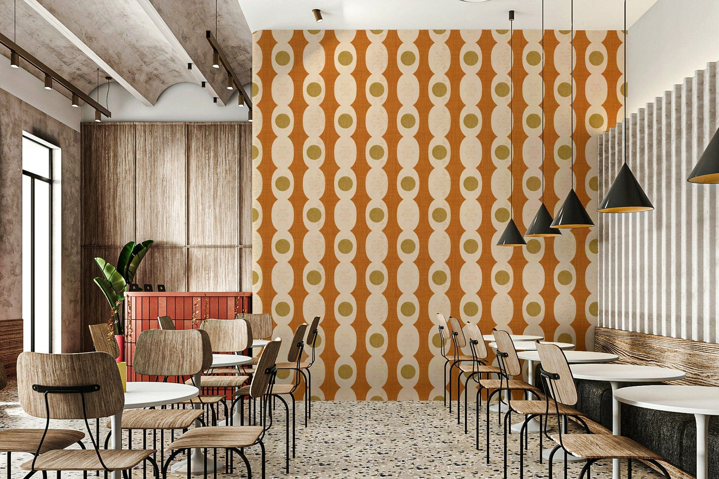 Retro styled Mid-Century Modern Motif Wallpaper⁠ image