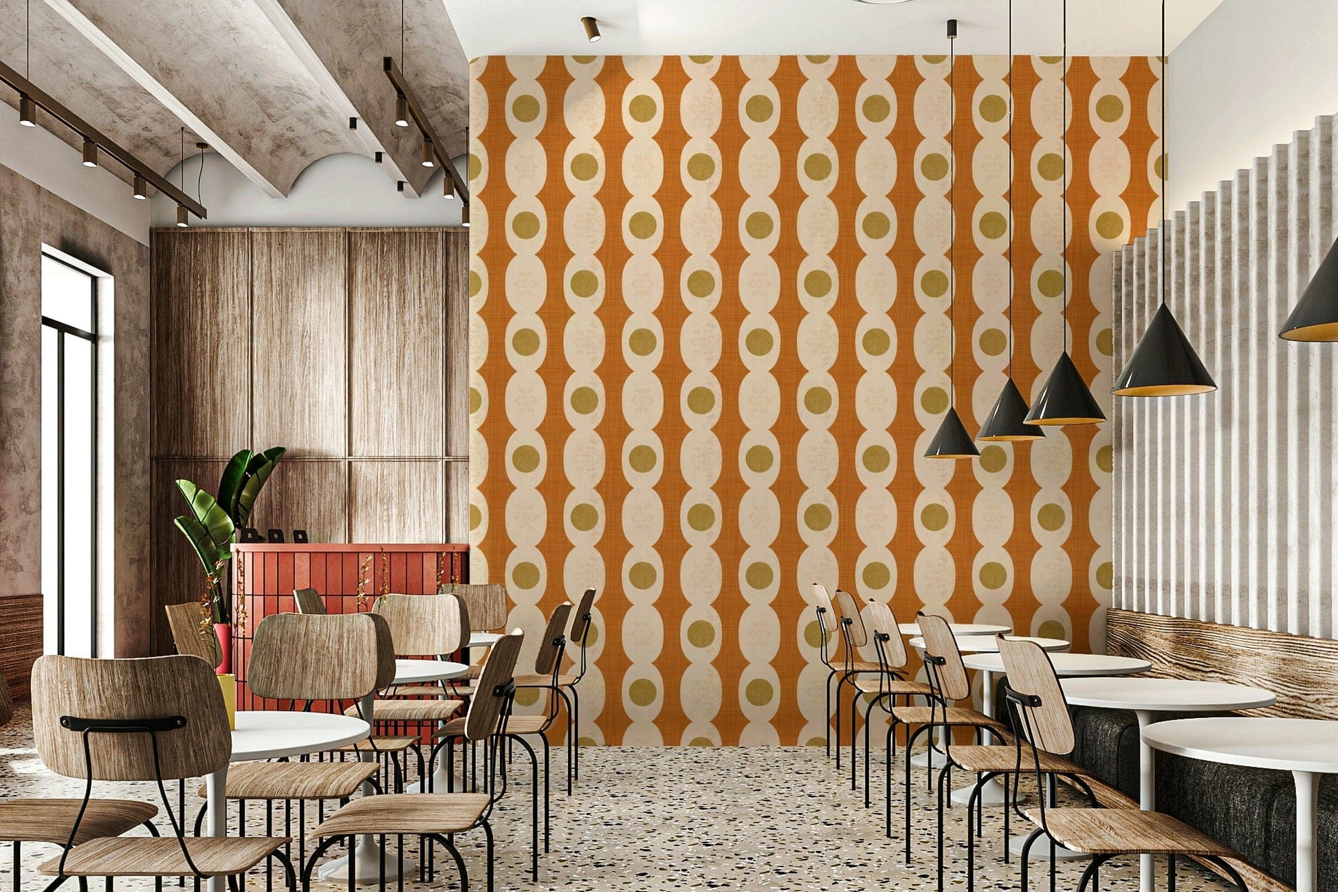 Retro styled Mid-Century Modern Motif Wallpaper⁠ image