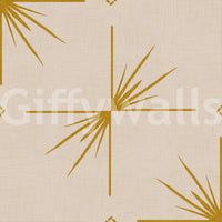 Mustard Cream Wallpaper with mid-century burst lines and cross layout styling