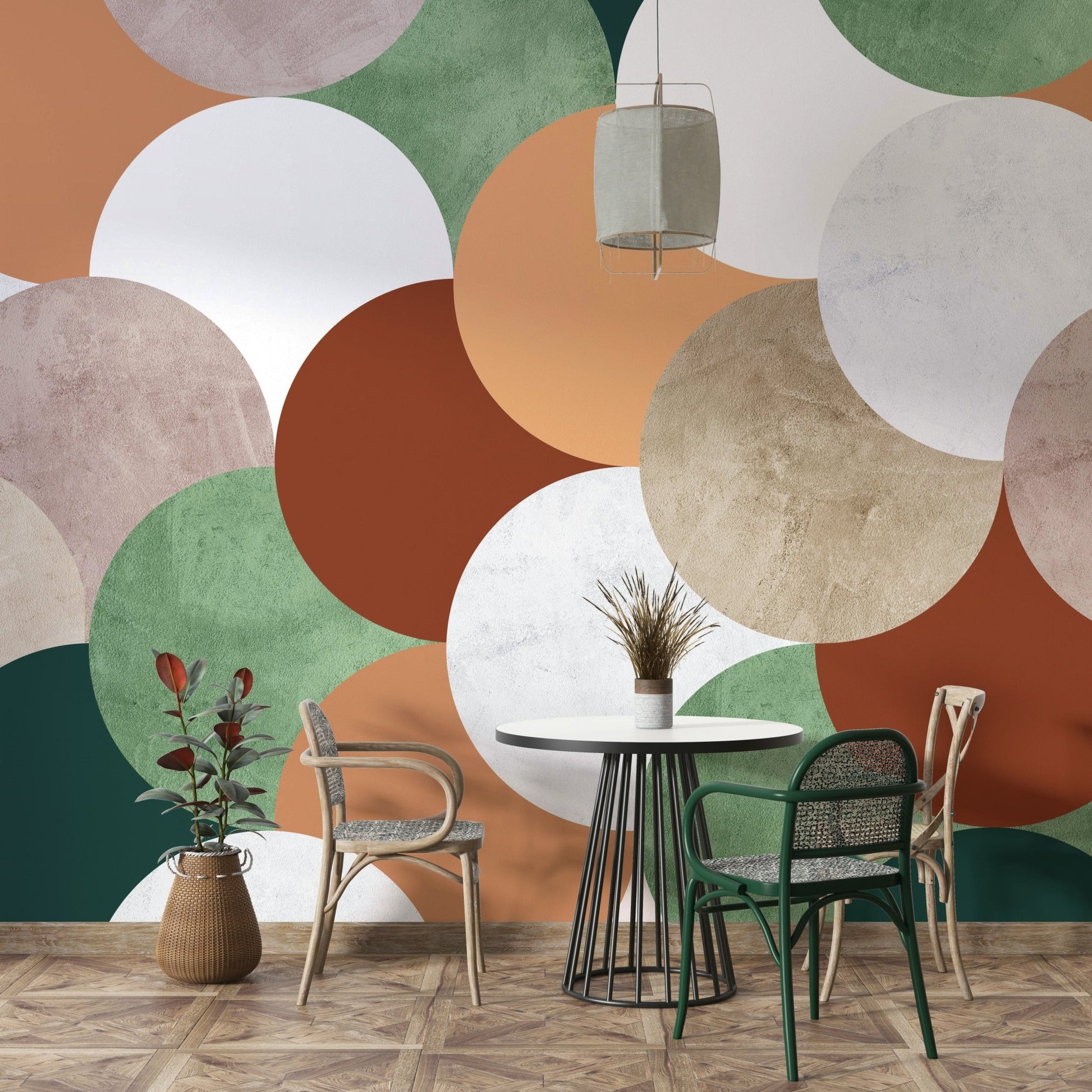 Stylish wall mural with modern shapes

