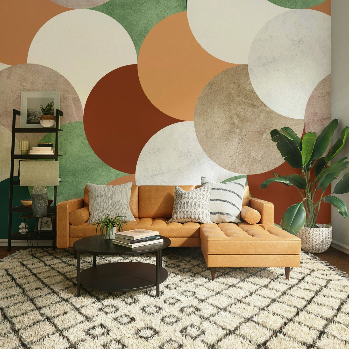 Minimalist retro wall mural pattern

