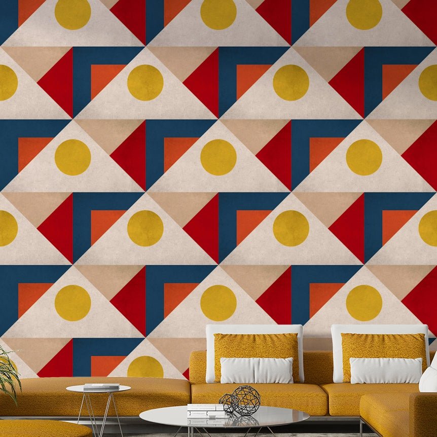 Dynamic Mid Century Multicolor wallpaper for creative spaces


