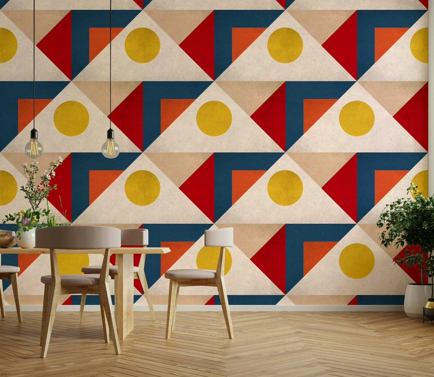 Mid Century Multicolor wallpaper with geometric patterns

