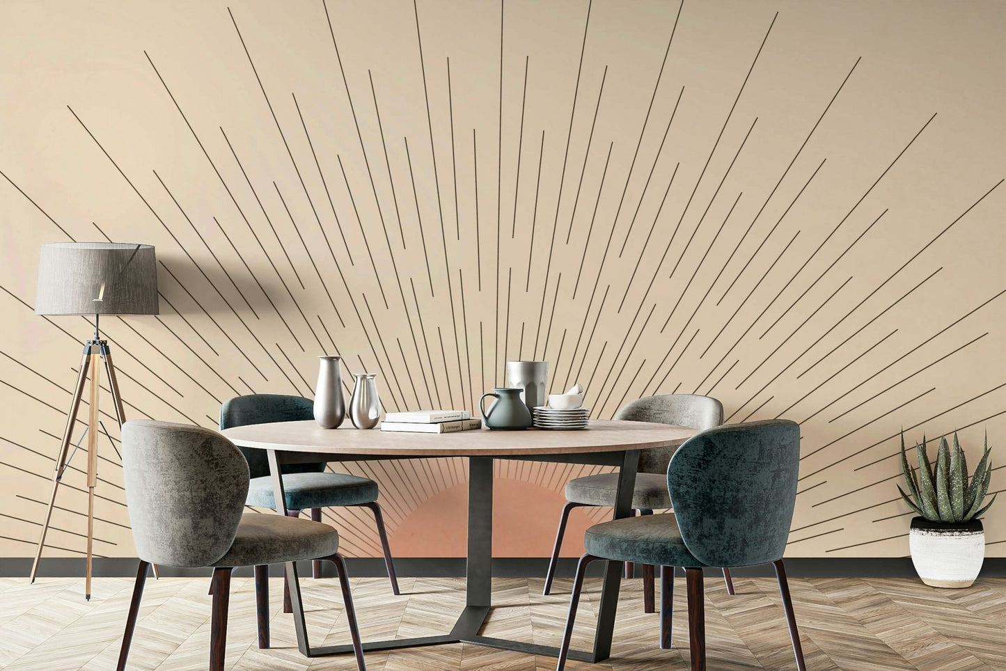 Mid-Century Sun Wall Mural