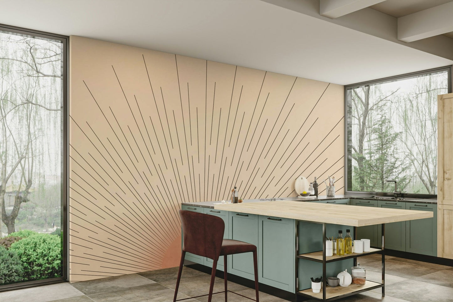 Mid-Century Sun Wall Mural
