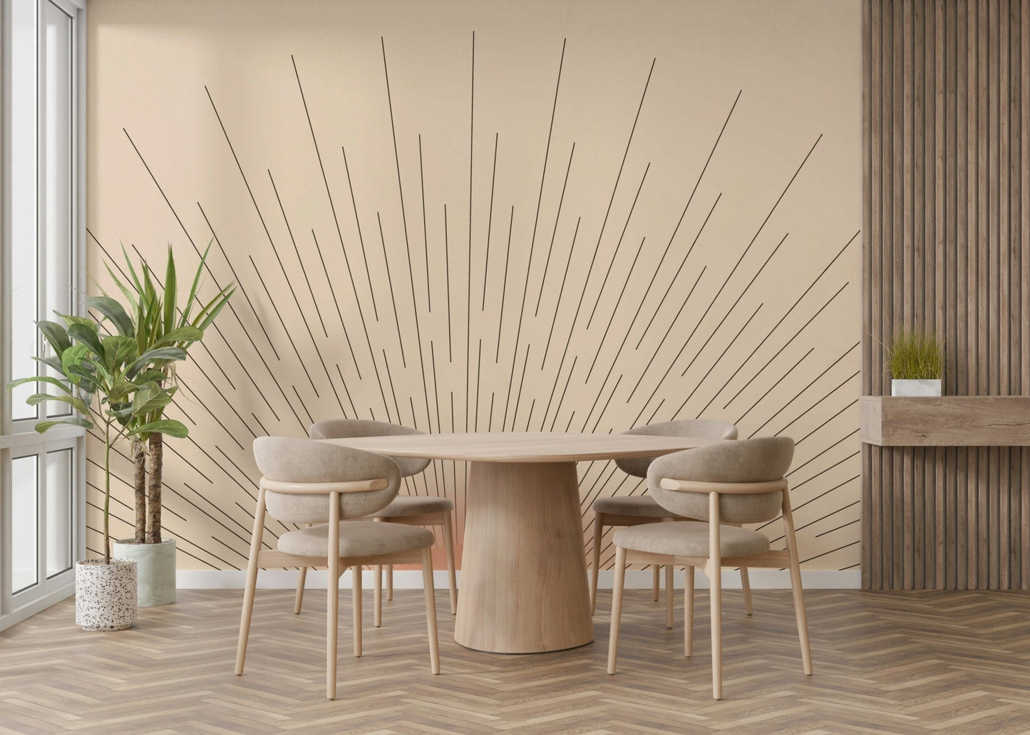 Mid-Century Sun Wall Mural