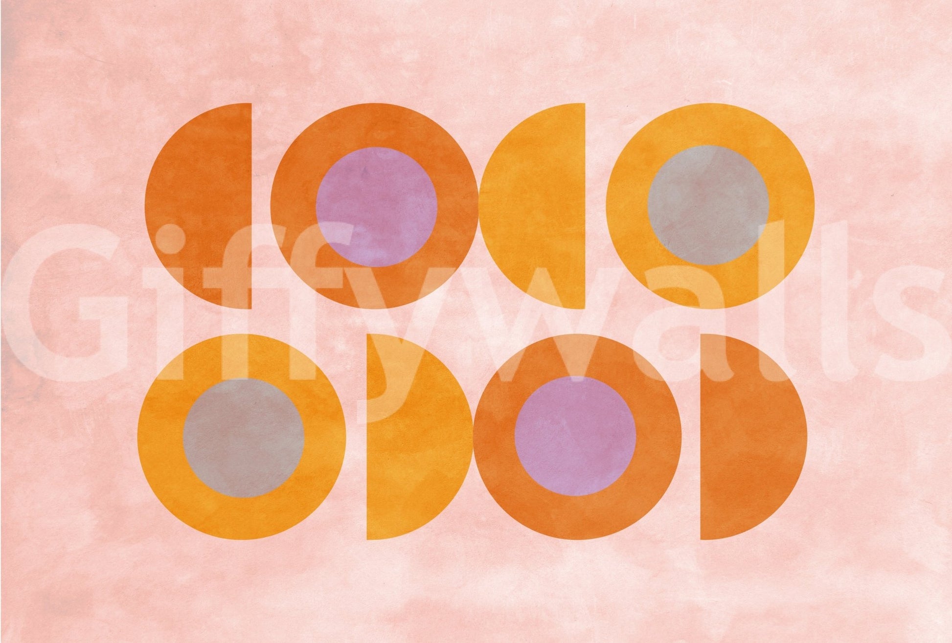 Geometric mural featuring sunset colors and balanced circular layout