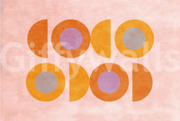 Geometric mural featuring sunset colors and balanced circular layout