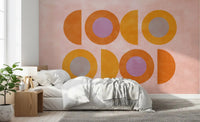 Rounded retro shapes create rhythm in Mid-Century Sunset artwork