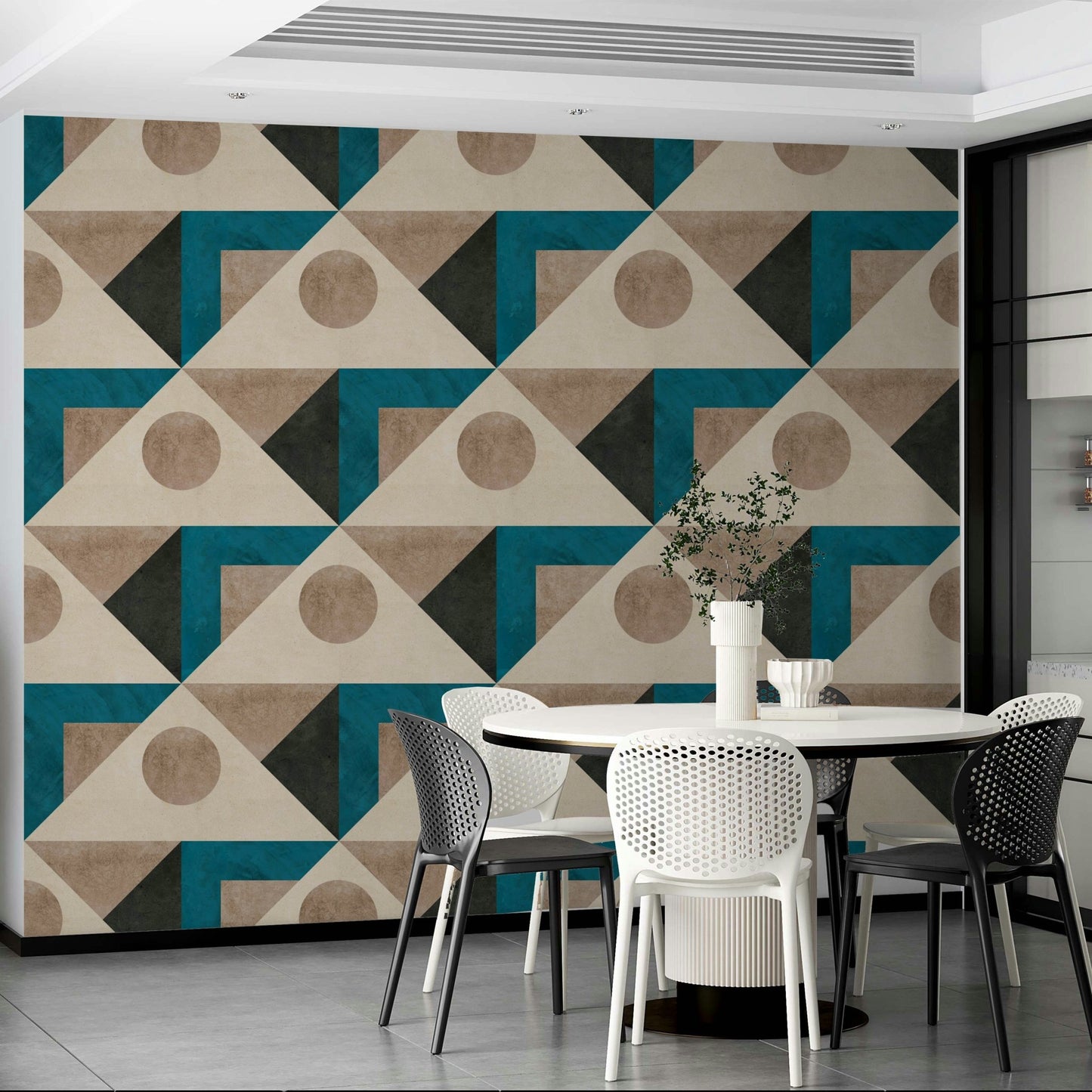 Peel-and-stick Mid Century Teal wallpaper for easy installation

