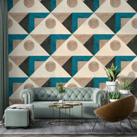Rich teal and retro design wallpaper for bedrooms

