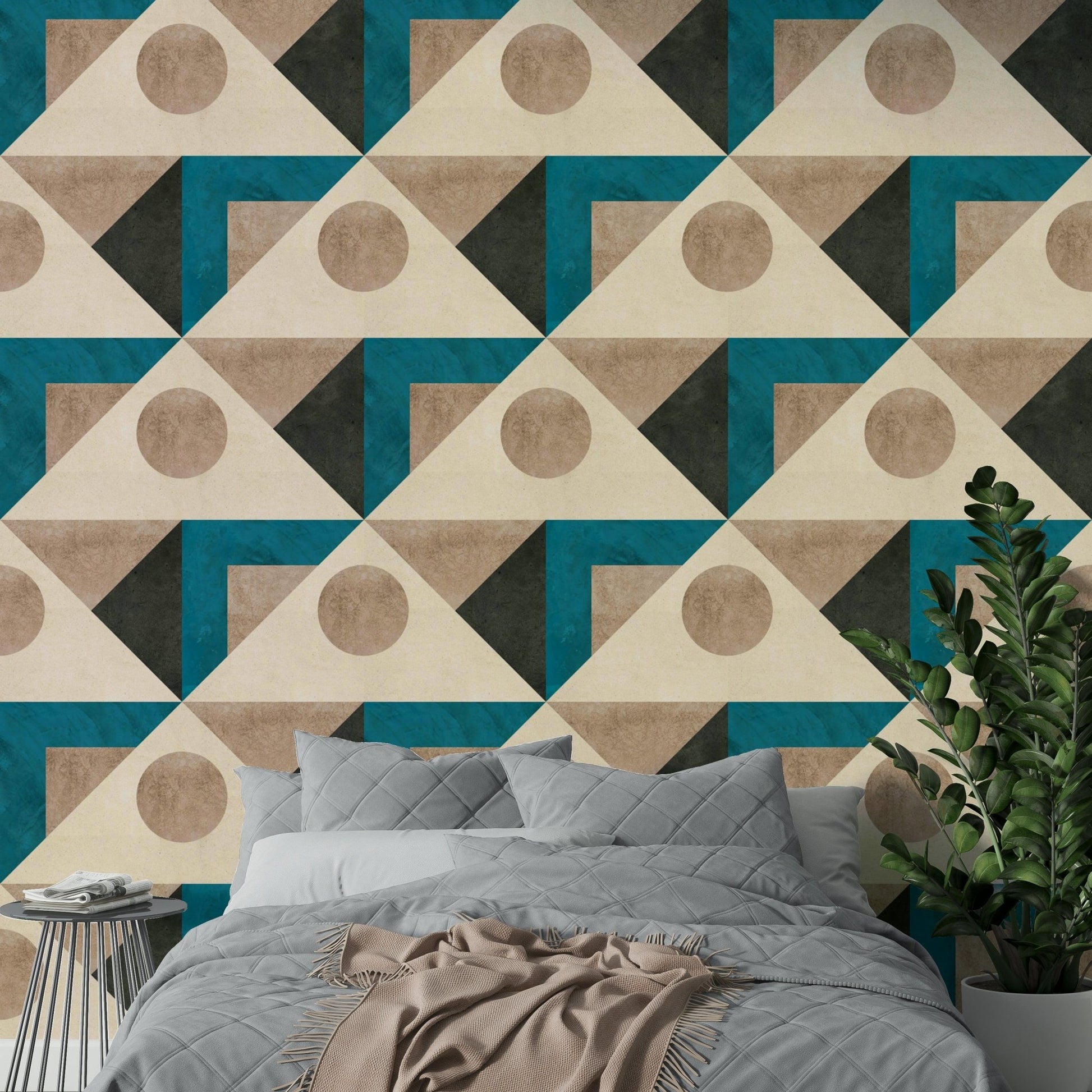 Sophisticated teal Mid Century wallpaper for stylish rooms

