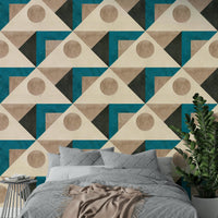 Sophisticated teal Mid Century wallpaper for stylish rooms

